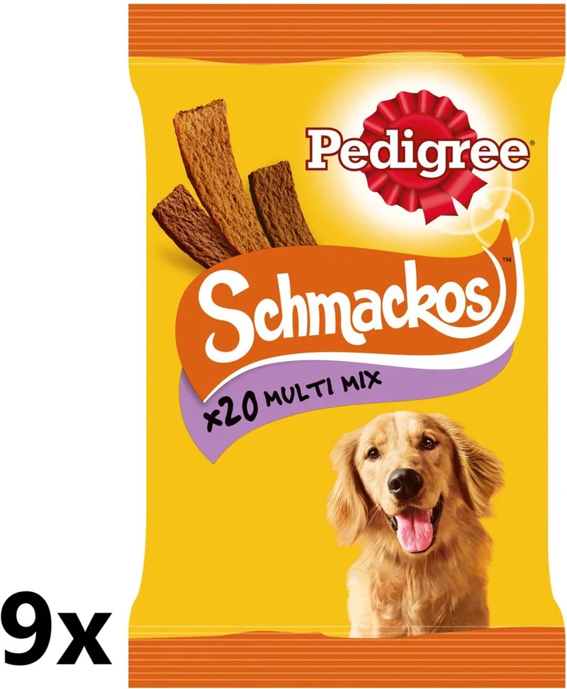 9x Pedigree - Schmackos Multi - Hondensnacks - 140 g de Pedigree – photo produit