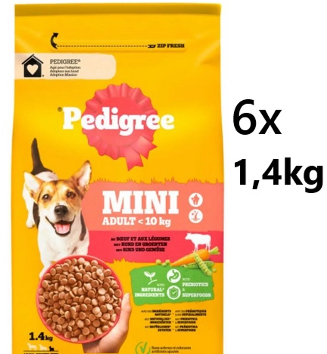Adult Hondenbrokken Mini Rund - multipak 6x 1,4 KG by Pedigree – product photo