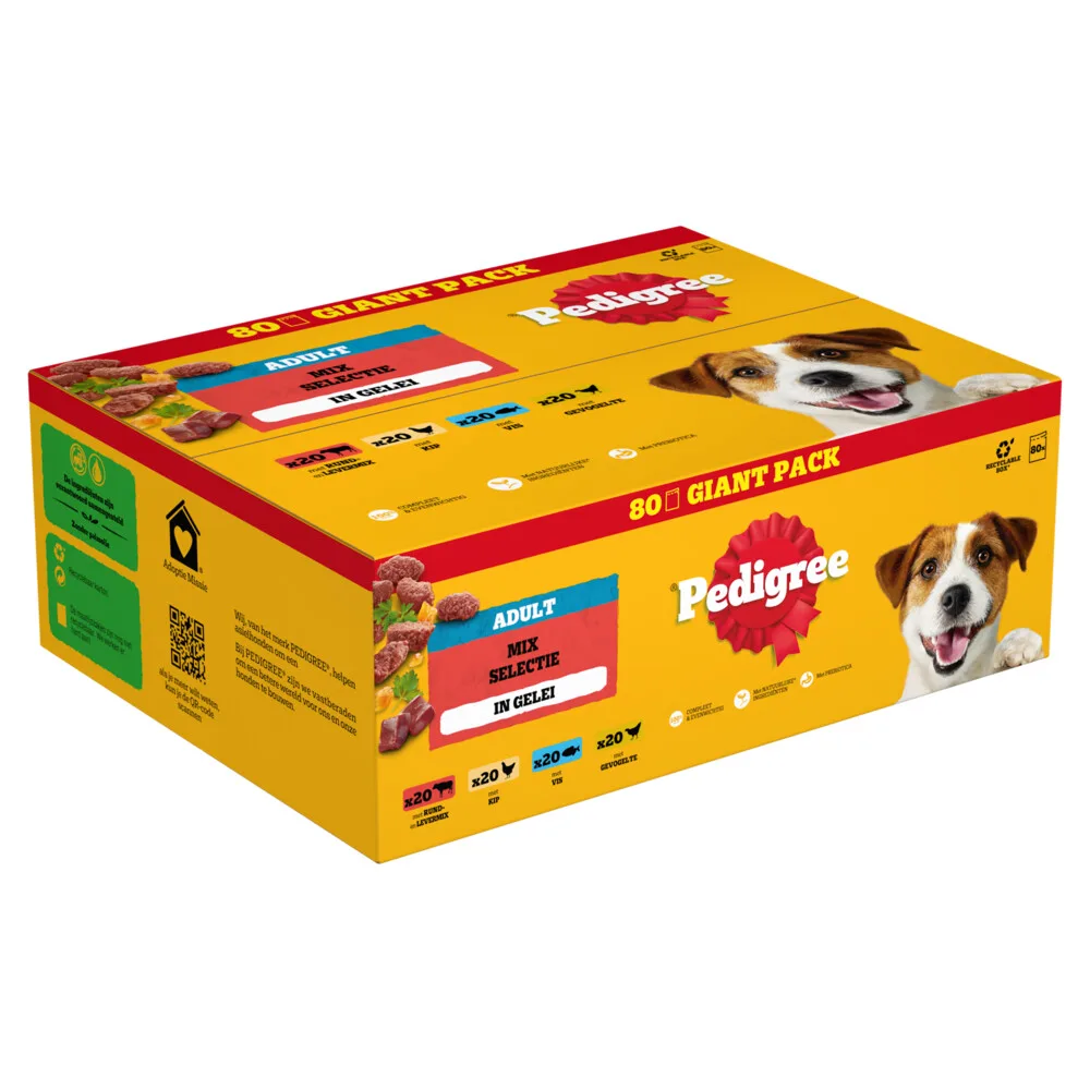 Adult in Gelei Mix Selectie Maaltijdzakjes Multipack 80x100 gr van Pedigree – productfoto