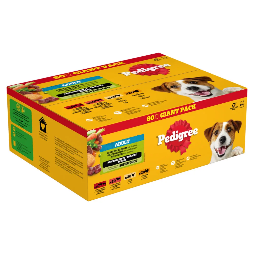 Adult in Saus Mix Selection Maaltijdzakjes Multipack 80 x 100 gr van Pedigree – productfoto
