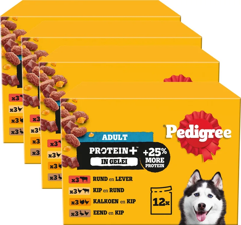 Adult Maaltijdzakjes - Proteïne+ Selectie in gelei - Hondenvoer - 48 x 85g de Pedigree – photo produit