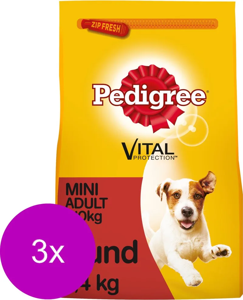 Adult Mini Menu - Rund - Hondenvoer - 3 x 1.4 kg by Pedigree – product photo