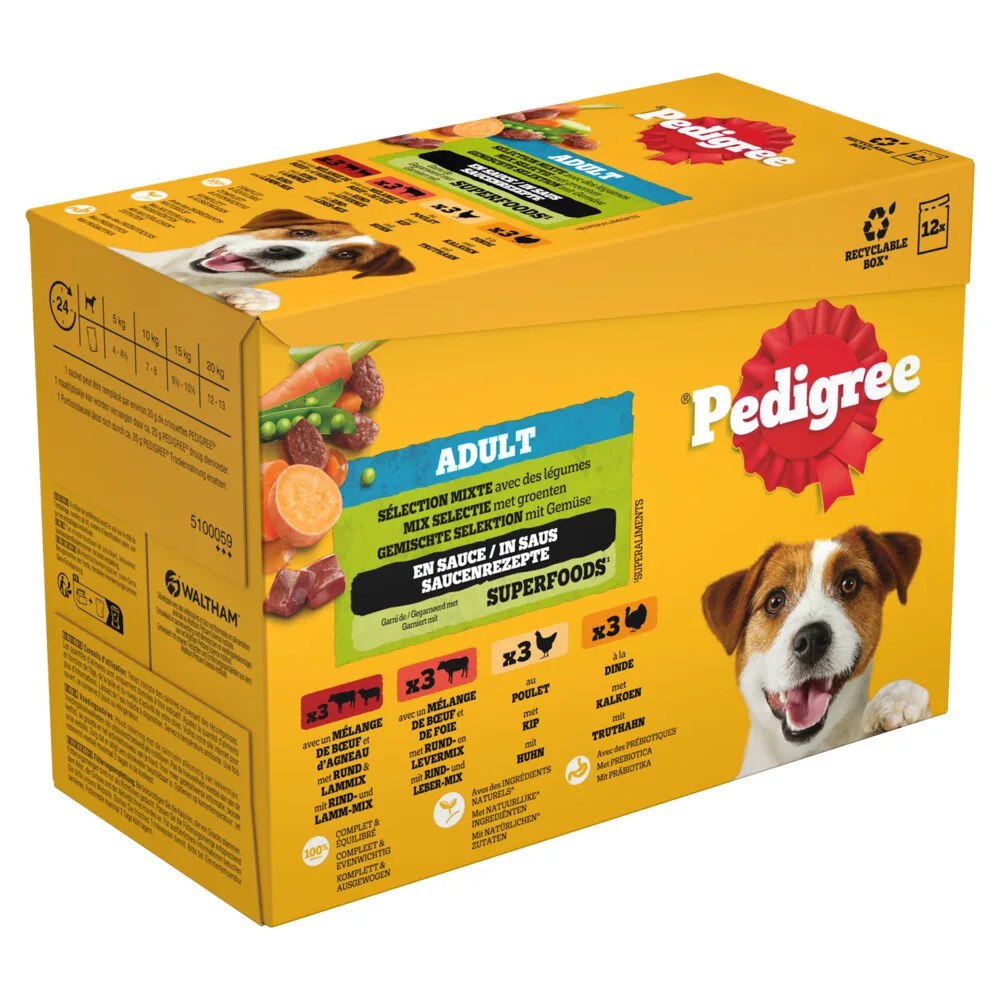 Adult Selection Maaltijdzakjes Multipack 12 x 100 gr van Pedigree – productfoto