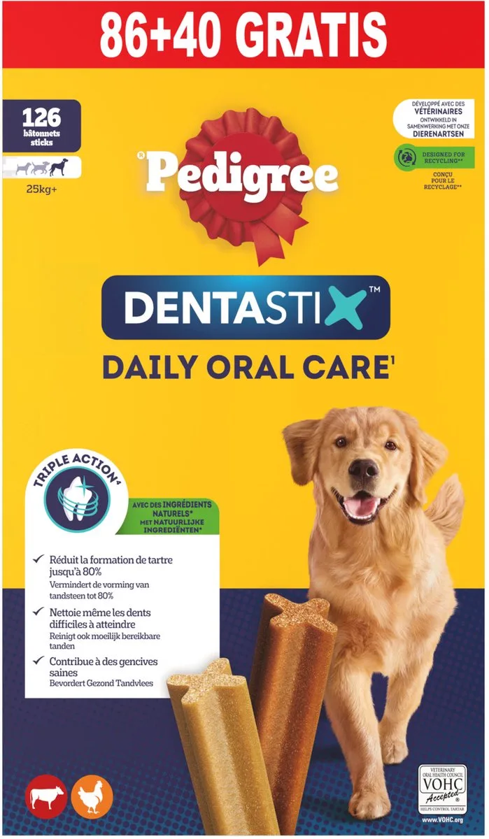 Bonus-Pack Dentastix - Hondensnack - 86+40 stuks Large von Pedigree – Produktfoto