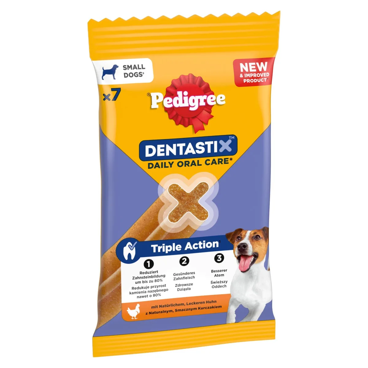 Dentastix Dental Snack pour l'hygiène bucco-dentaire des petits chiens 7 Bâtonnets de Pedigree – photo produit