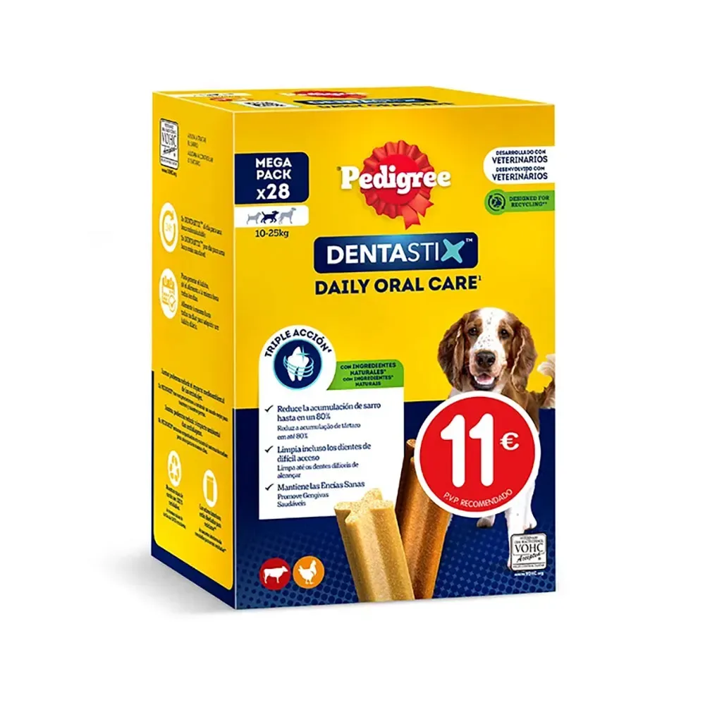Dentastix Dental Snack für die Mundhygiene mittlerer Hunde 28 Sticks von Pedigree – Produktfoto