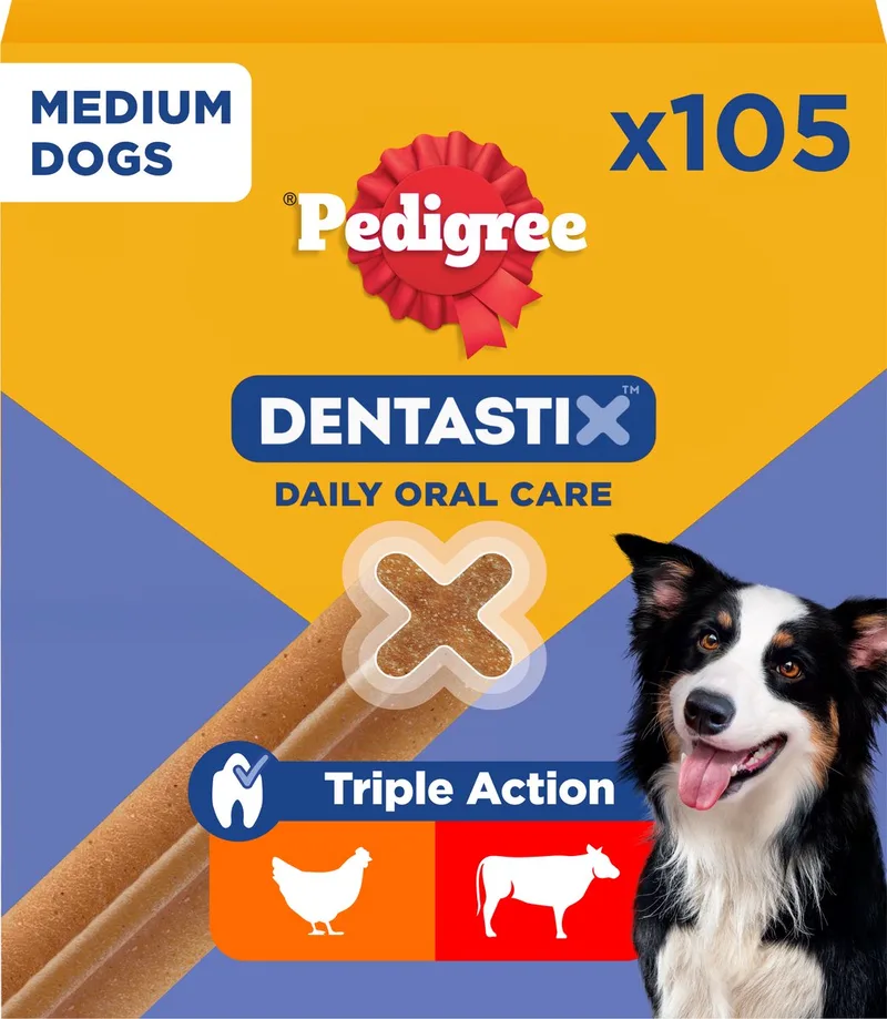 Dentastix - Medium Hond - Gebitsverzorging - 105 Kauwsnacks de Pedigree – photo produit