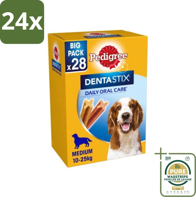 Dentastix - Medium - Multipack - 28 Stix - 720 Gram - Voordeelverpakking - 24 stuks - Gebitsgezondheid - Tandplak von Pedigree – Produktfoto