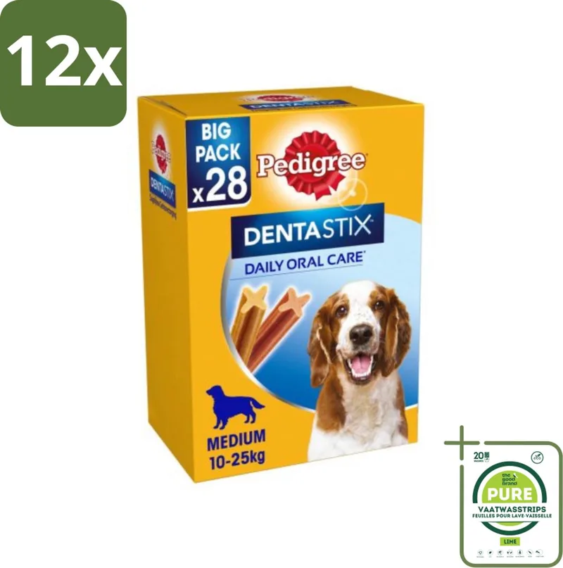 Dentastix - Medium - Multipack - 28 Stix - 720 Gram - Voordeelverpakking - 12 stuks - Hondensnacks - Tandenpoetsen by Pedigree – product photo