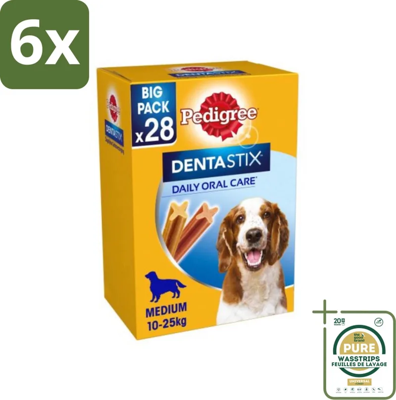 Dentastix - Medium - Multipack - 28 Stix - 720 Gram - Voordeelverpakking - 6 stuks - Gebitsgezondheid - Tandplak by Pedigree – product photo