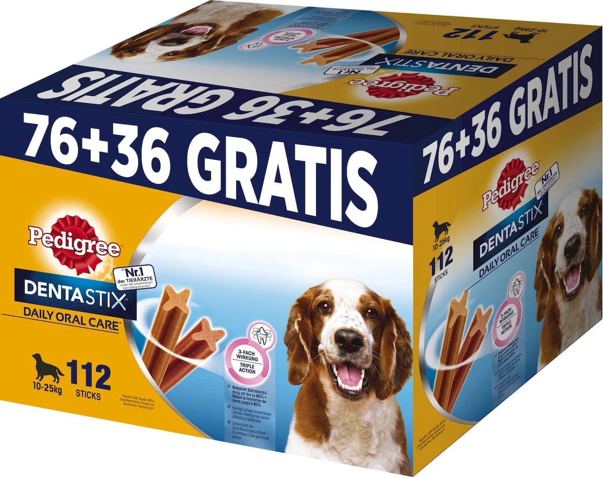 Dentastix Medium Multipack PLUSPACK 76 + 36 GRATIS - 1 Pkg von Pedigree – Produktfoto