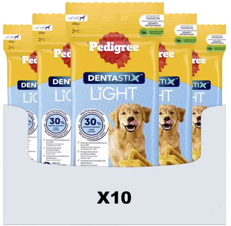DENTASTIX LIGHT für große Hunde - 10 x 4 Stück - Hunde Zahnpflege-Snack von Pedigree – Produktfoto