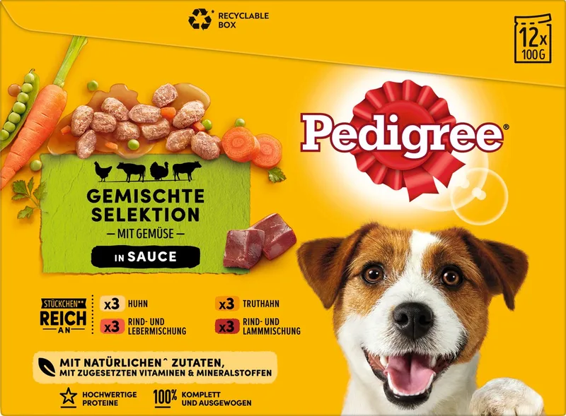 Hondensnack, gemengde selectie in saus, Adult, Multipack (12 x 100g), 1.2 kg de Pedigree – photo produit