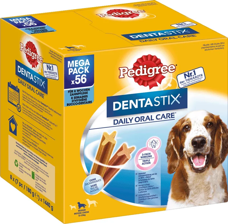Hondensnack Tandverzorging DentaStix Medium Dog Multipack (8 x 7) 1,44 kg by Pedigree – product photo