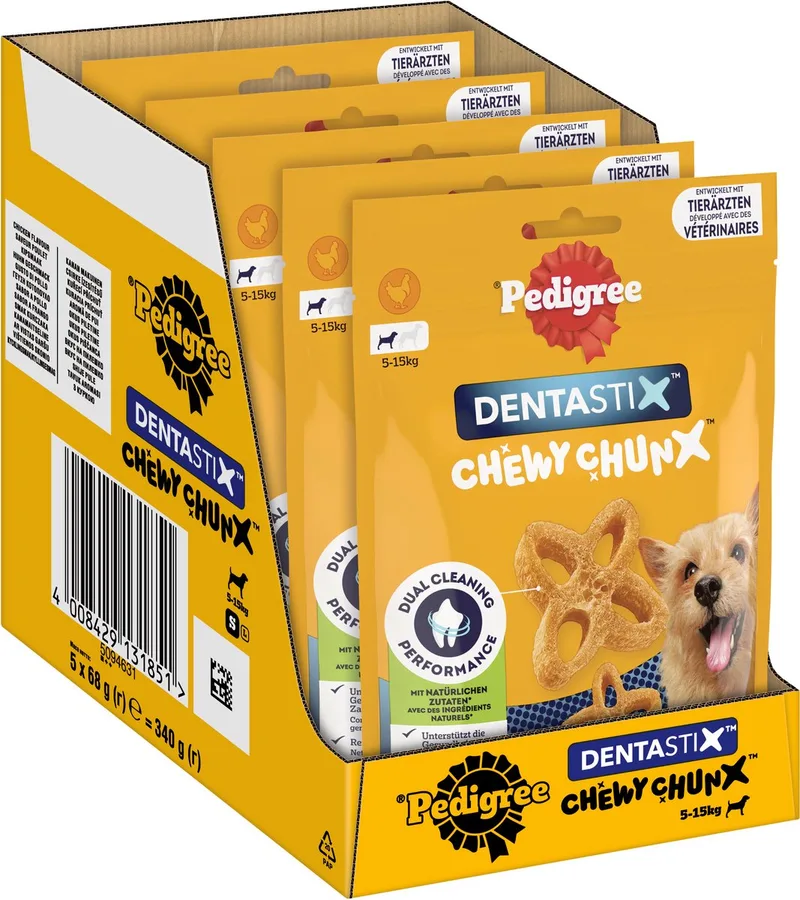 Hondensnacks - Dentastix Chewy Chunx - Mini - Kip - 5x68g by Pedigree – product photo
