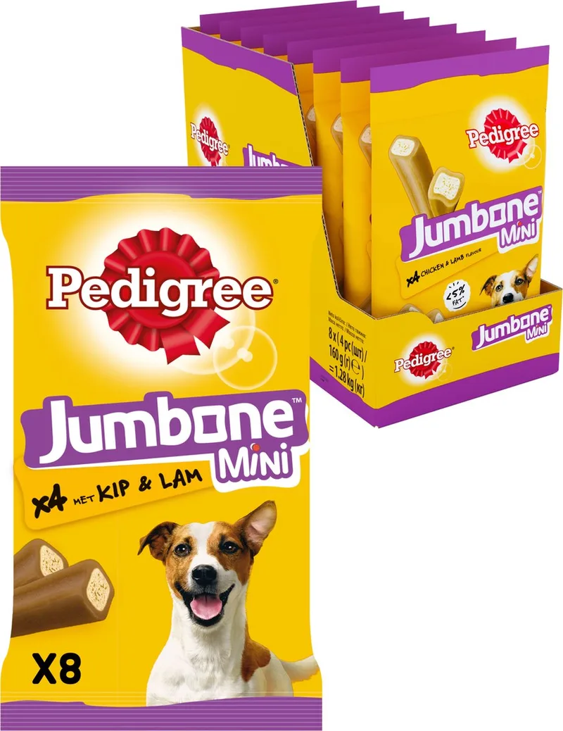 Hondensnacks - Jumbone Mini - Kip & Lam - 8x4 stuks de Pedigree – photo produit