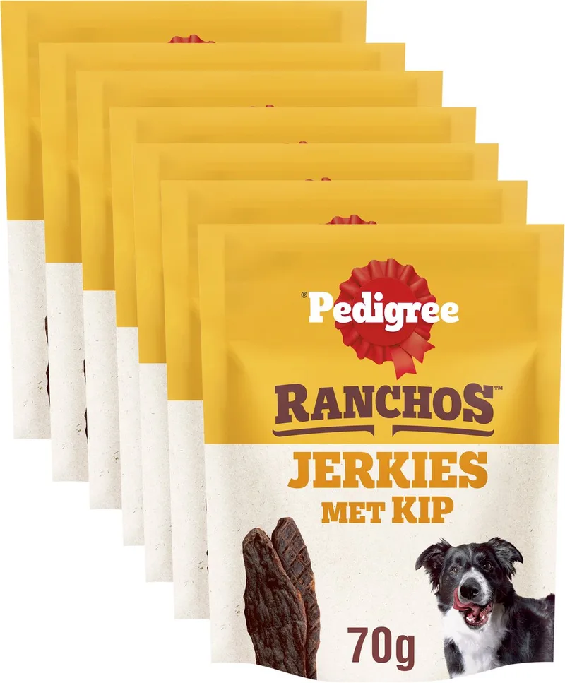 Hondensnacks - Ranchos Jerkies - Kip - 7x70g von Pedigree – Produktfoto