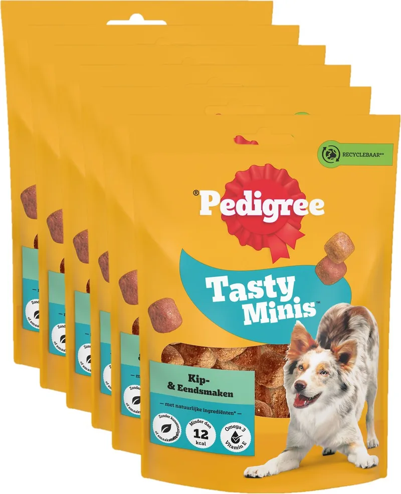Hondensnacks - Tasty Minis Snoepjes- Kip en Eend - 6x130g de Pedigree – photo produit