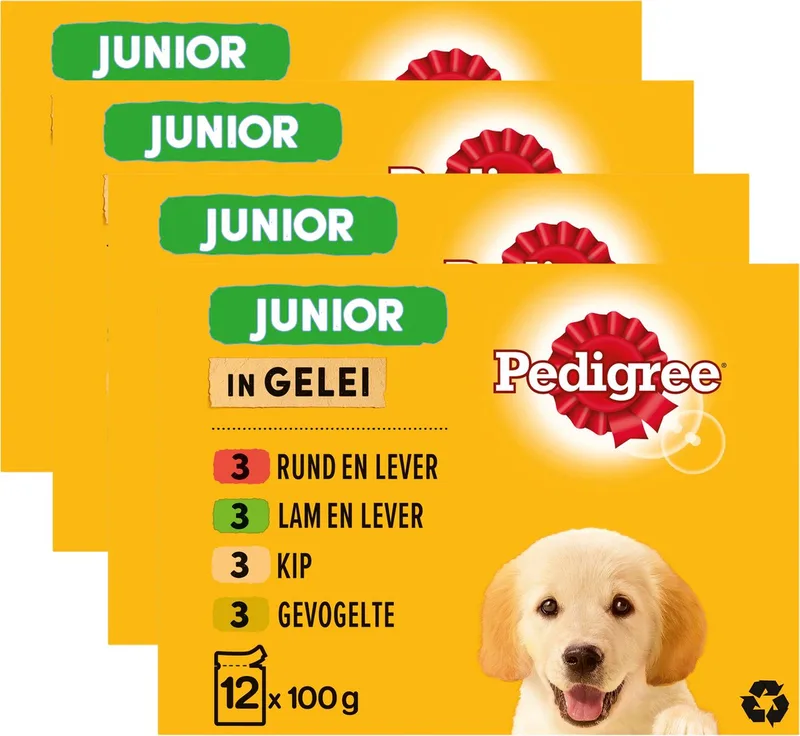 Hondenvoer Junior - Mix Selectie in Gelei - Maaltijdzakjes - 48x100g de Pedigree – photo produit