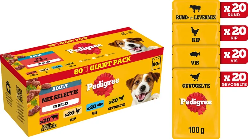 Hondenvoer - Mix Selectie in Gelei - Maaltijdzakjes - 80x100g by Pedigree – product photo