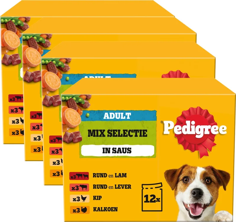 Hondenvoer - Mix Selectie in Saus - Maaltijdzakjes - 48x100g von Pedigree – Produktfoto