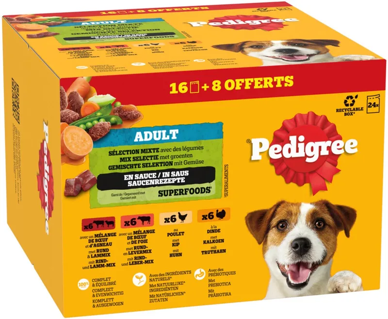 Hondenvoer Nat Adult Selectie in Saus Multipack - 24x100 gr by Pedigree – product photo