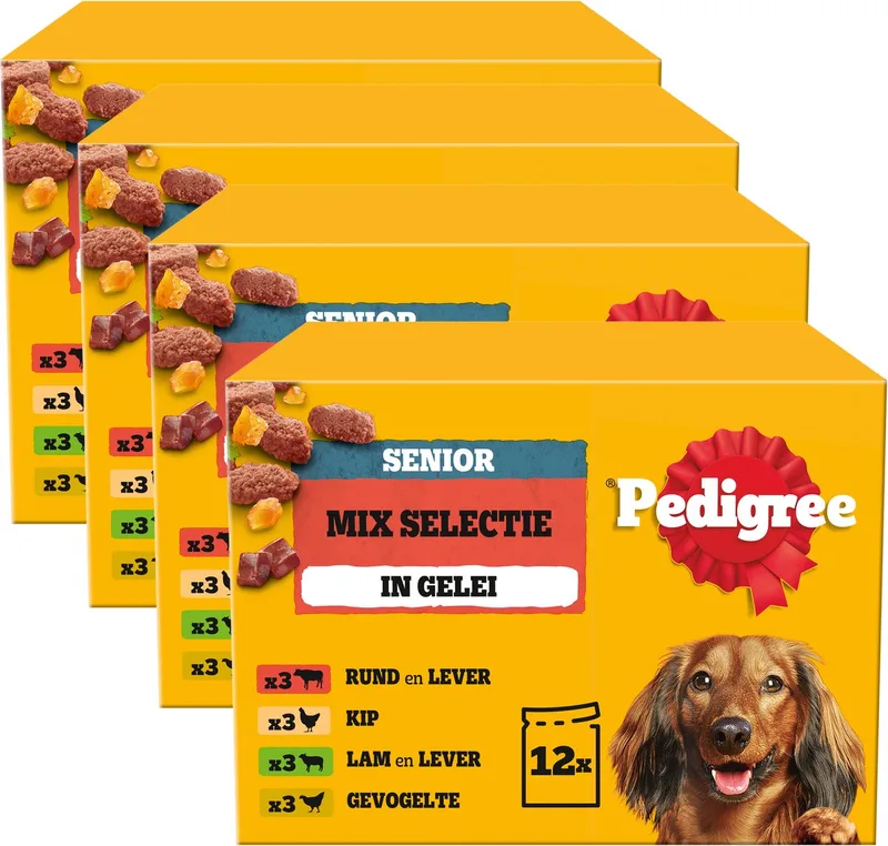 Hondenvoer Senior - Mix Selectie in Gelei - 48x100g de Pedigree – photo produit
