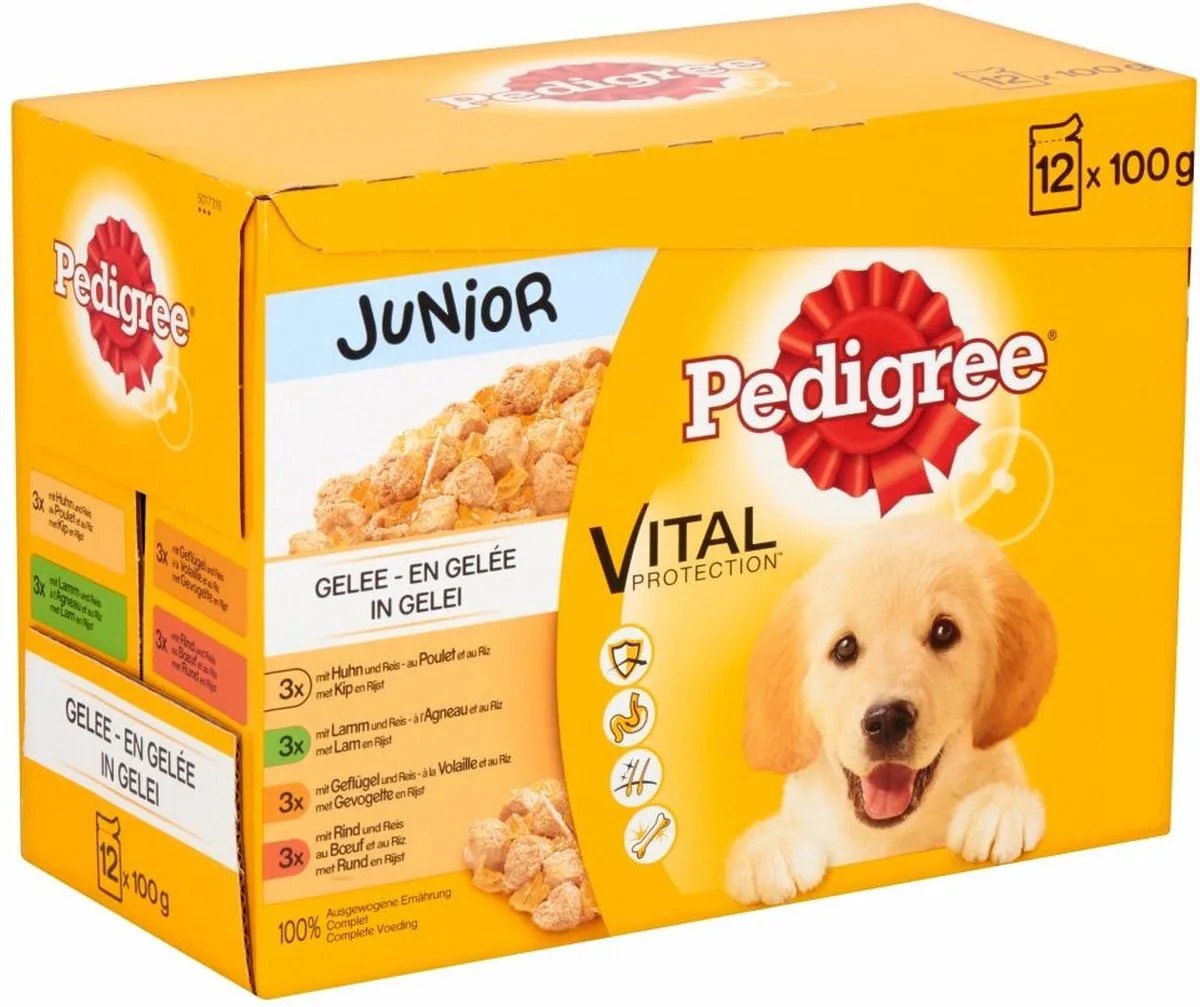 In Gelei - Junior - 12x100 g - Multipack Maaltijdzakjes van Pedigree – productfoto