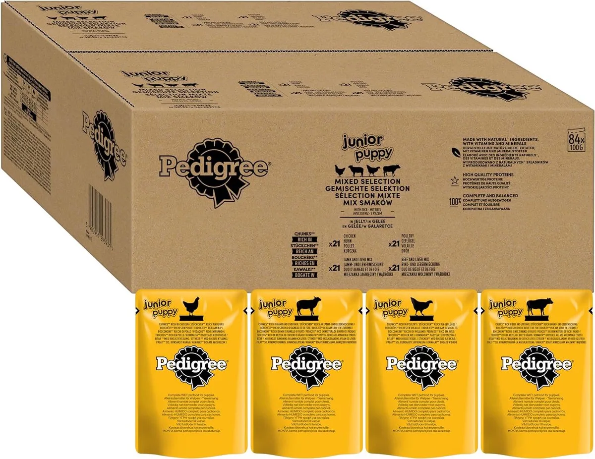 Junior Multipack Gemengde selectie in gelei 84 x 100 g von Pedigree – Produktfoto