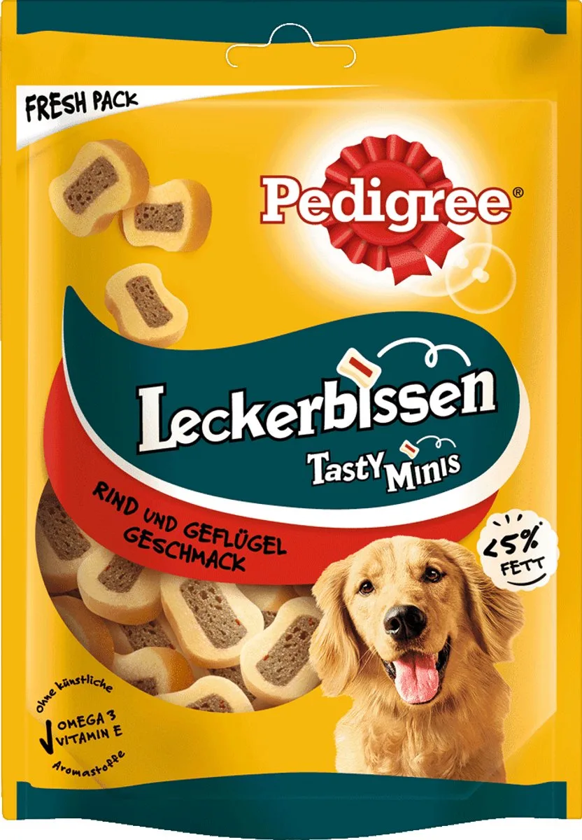 Leckerbissen Tasty Minis Rind und Geflügel 155 g von Pedigree – Produktfoto