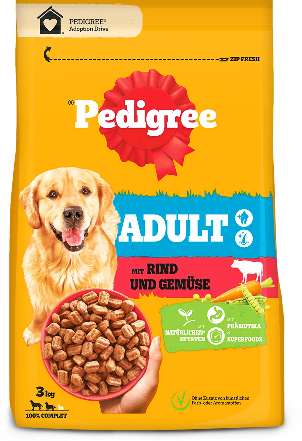 Trockenfutter mit Rind und Gemüse - 3 kg von Pedigree – Produktfoto