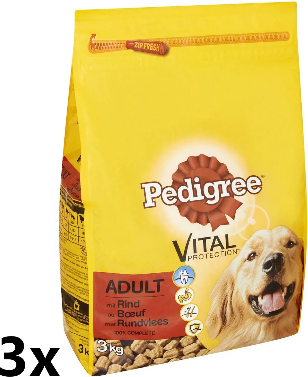 Vital - Droogvoer - Adult - Rund - 3x3kg van Pedigree – productfoto