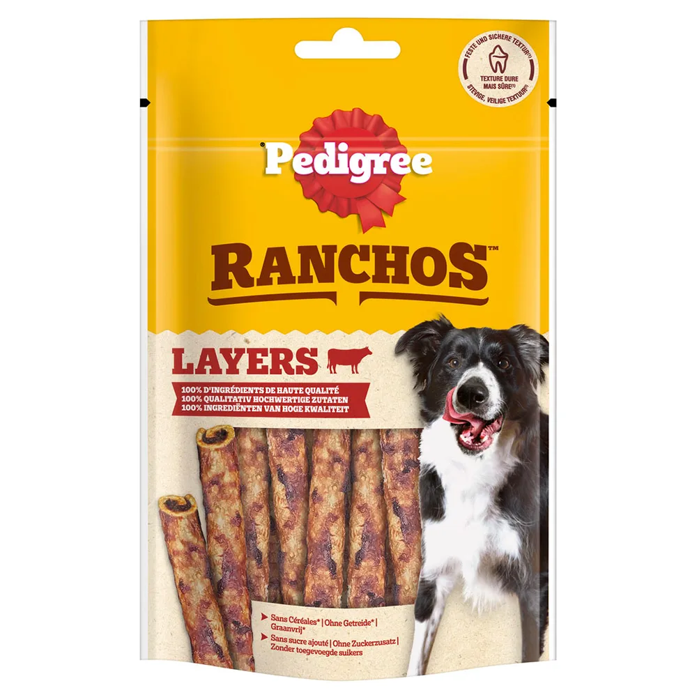 Voordeelpakket: 8x60g Pedigree Ranchos Layers Rundvlees Hondensnacks de Pedigree – photo produit
