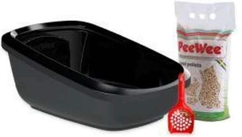 EcoGranda XXL Kattenbak Startpakket Zwart/Antraciet - 66,5 x 48,5 x 28 cm von PeeWee in Schwarz – Produktfoto