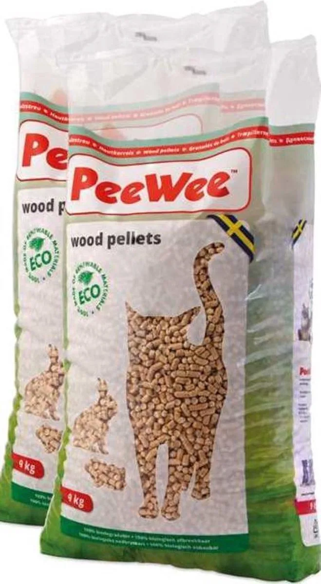 Houtkorrels - Kattenbakvulling - 2 x 9 kg - Kattensnack by PeeWee – product photo