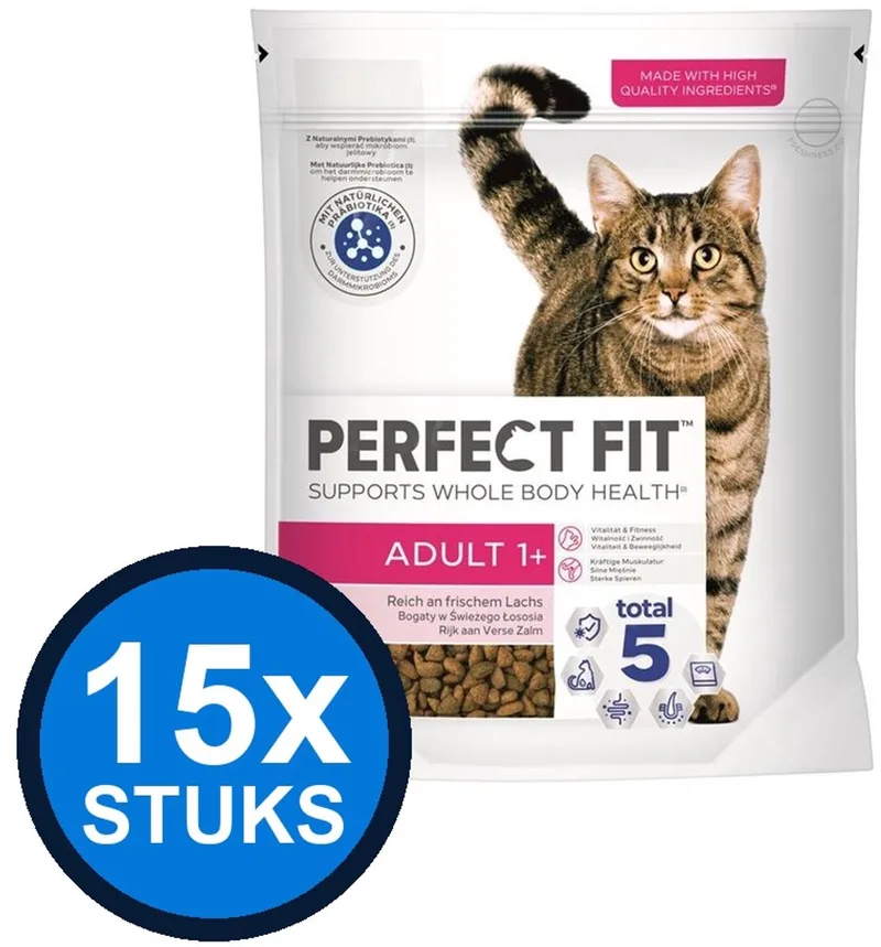 15x Perfect Fit - droog adult zalm 750gr - Kattenvoer - 750 g van Perfect Fit – productfoto