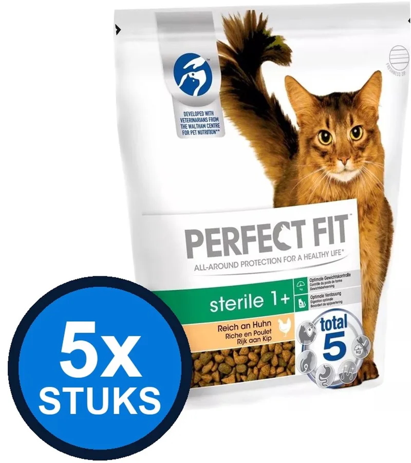 5x Perfect Fit - droog steriel kip 750gr - Kattenvoer - 750 g de Perfect Fit – photo produit