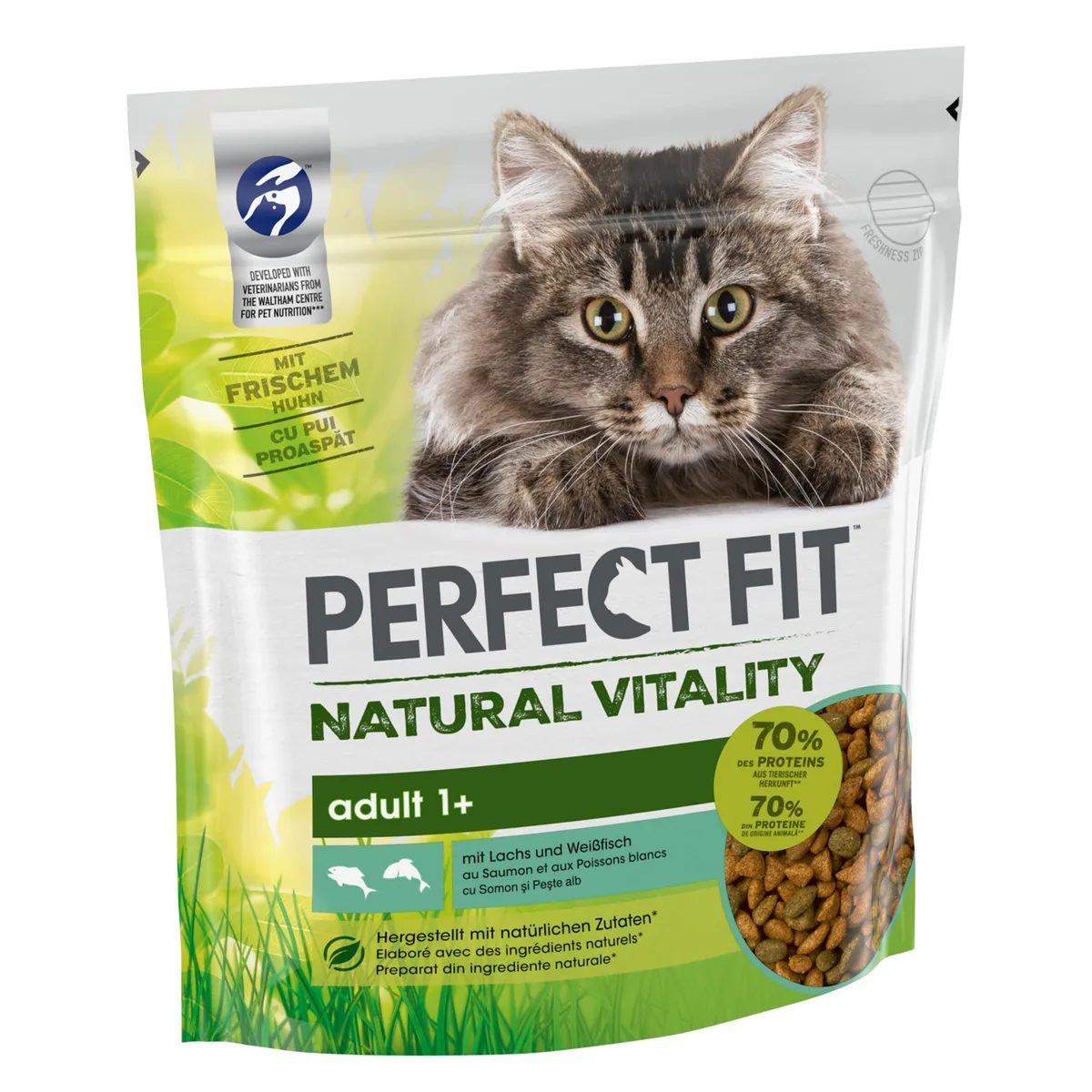 650g Perfect Fit Natural Vitality Adult 1+ Zalm en Witvis Droogvoer Katten van Perfect Fit – productfoto