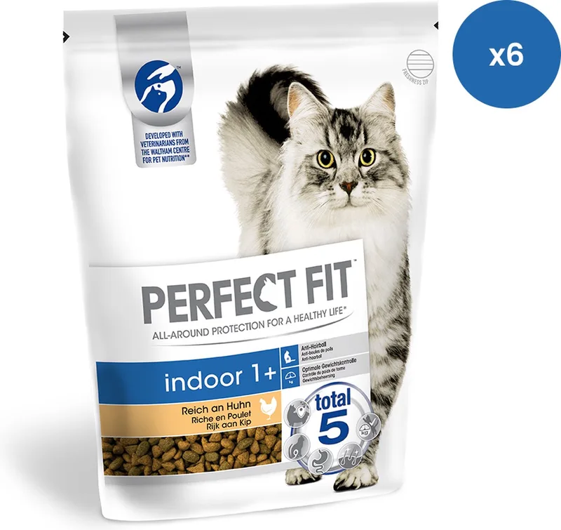 droog kattenvoer met kip VALUE PACK - Indoor 1+ - 750g x 6 by Perfect Fit – product photo