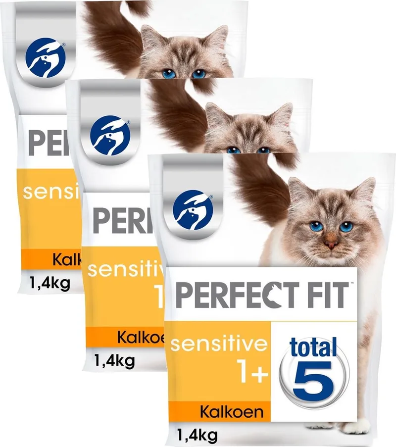 Droogvoer Sensitive Kalkoen - Kattenvoer - 3 x 1.4 kg fra Perfect Fit – produktbillede