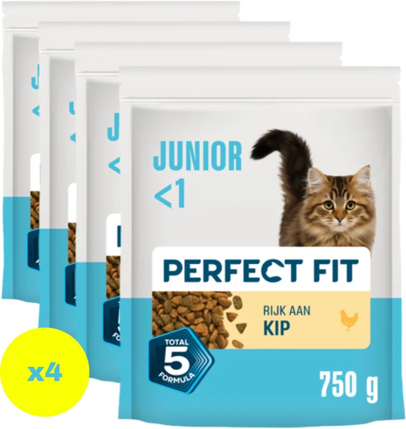 Kattenbrokken - Junior - Kip - 4x750g de Perfect Fit – photo produit
