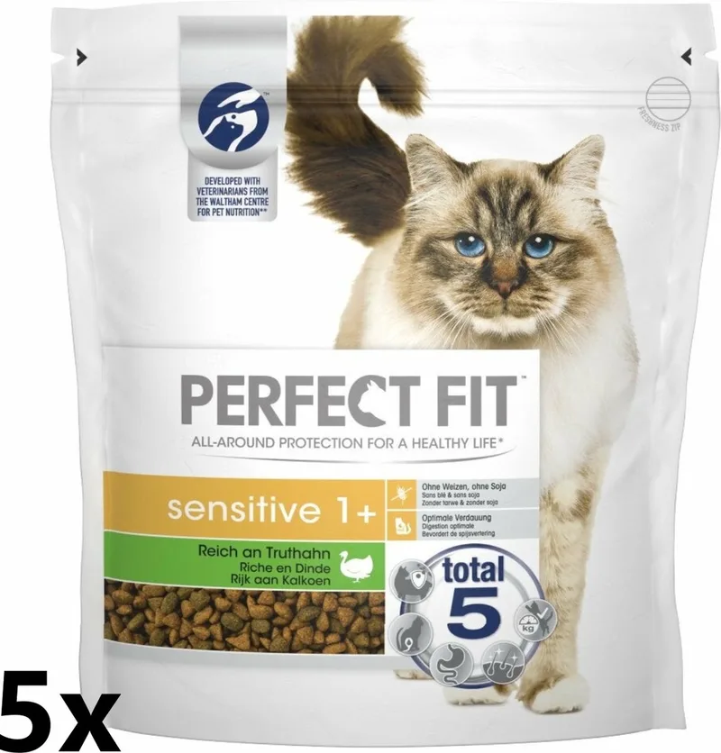 Kattenvoer - Sensitive Kalkoen - 5x1,4kg fra Perfect Fit – produktbillede