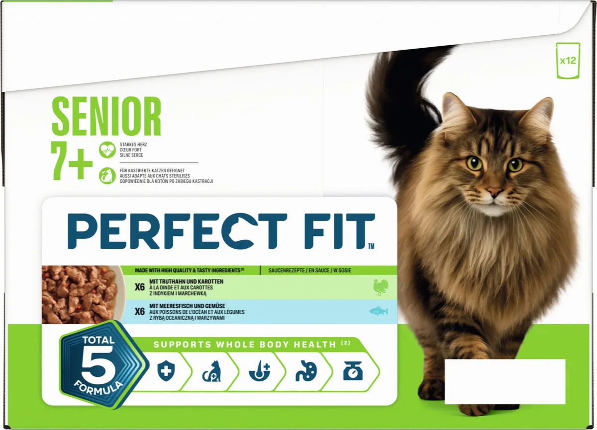 Katze Nassfutter Frischebeutel Senior 7+, 12 x 85g - 1.020 g von Perfect Fit – Produktfoto