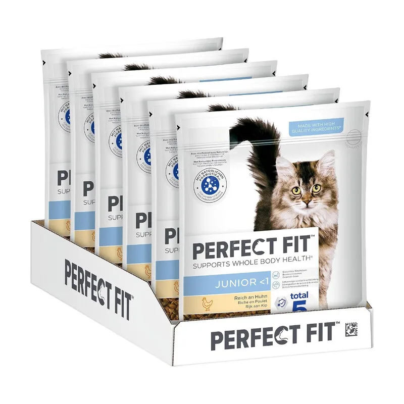 PERFECT FIT™ Junior Trockenfutter für junge Katzen unter 1 Jahr - Huhn, 750 g (6 Beutel) de Perfect Fit – photo produit
