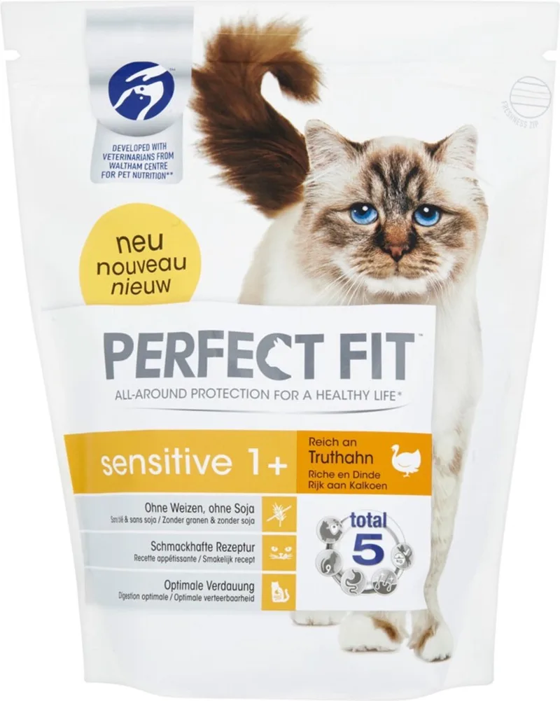 Sensitive Adult 1+ Brokjes - Kalkoen - Kattenvoer - 750 g by Perfect Fit – product photo
