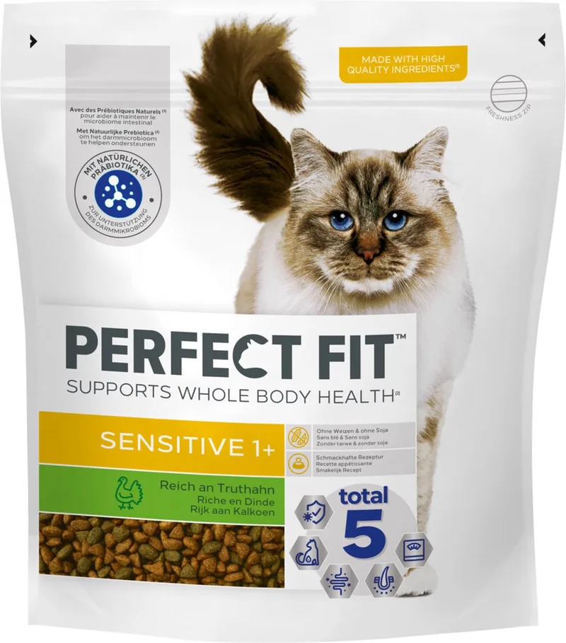 Sensitive - Kattenbrokken - Kalkoen - 5 x 1.4 kg fra Perfect Fit – produktbillede