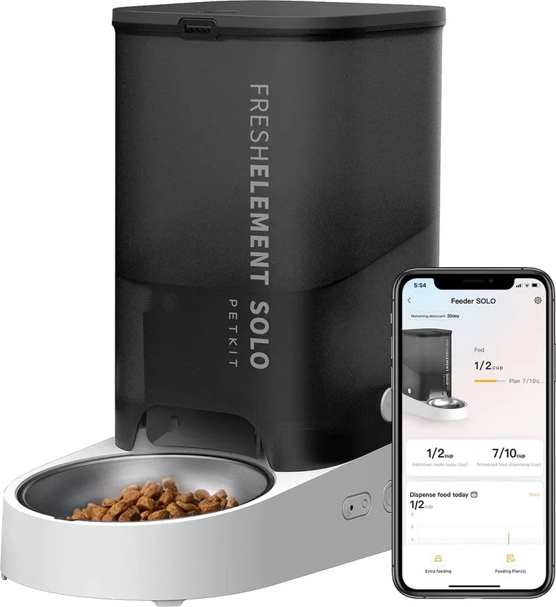 Fresh Element SOLO New-Grey - Automatische voerbak voor kat en hond - App bediening von Petkit in Transparent – Produktfoto