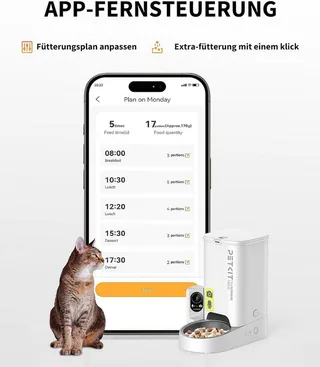 met Camera - Automatische voerbak voor kat en hond - Wit - Droogvoer - 3 liter inhoud - App bediening by Petkit in YumShare Solo – product photo 4 of 5