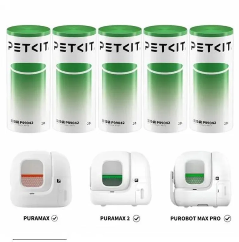 Set van 5 rollen van 20 vuilniszakken von Petkit – Produktfoto