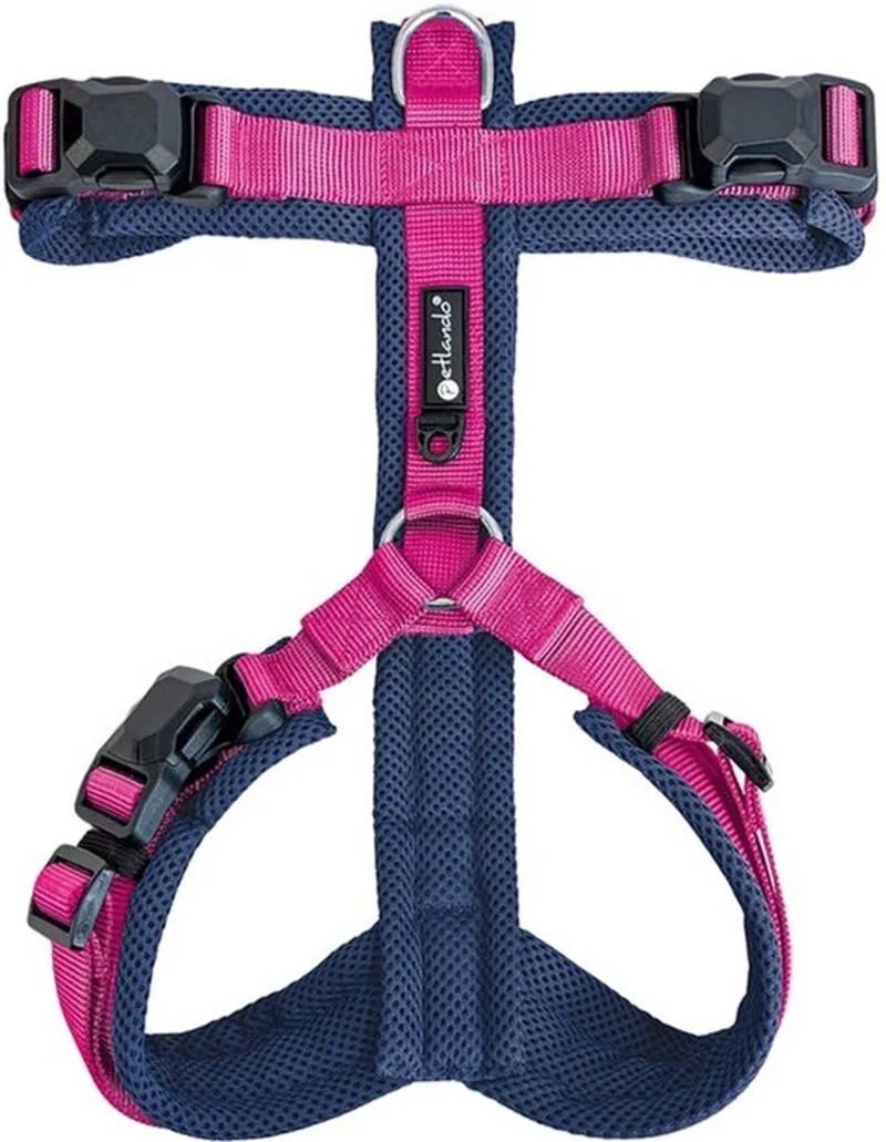 Harness Y-Comfort Navy-Fuchsia met magnetische sluiting - maat L 56 – 82 cm de Petlando en Fuchsia – photo produit